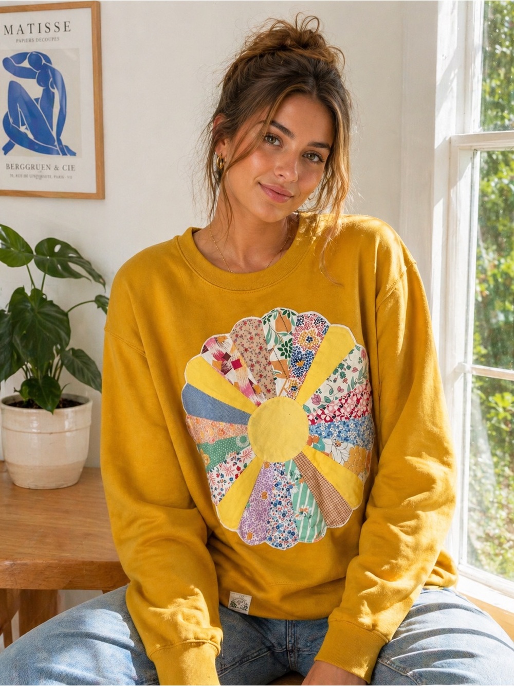 Vintage Dresden Plate Quilted Sweatshirt